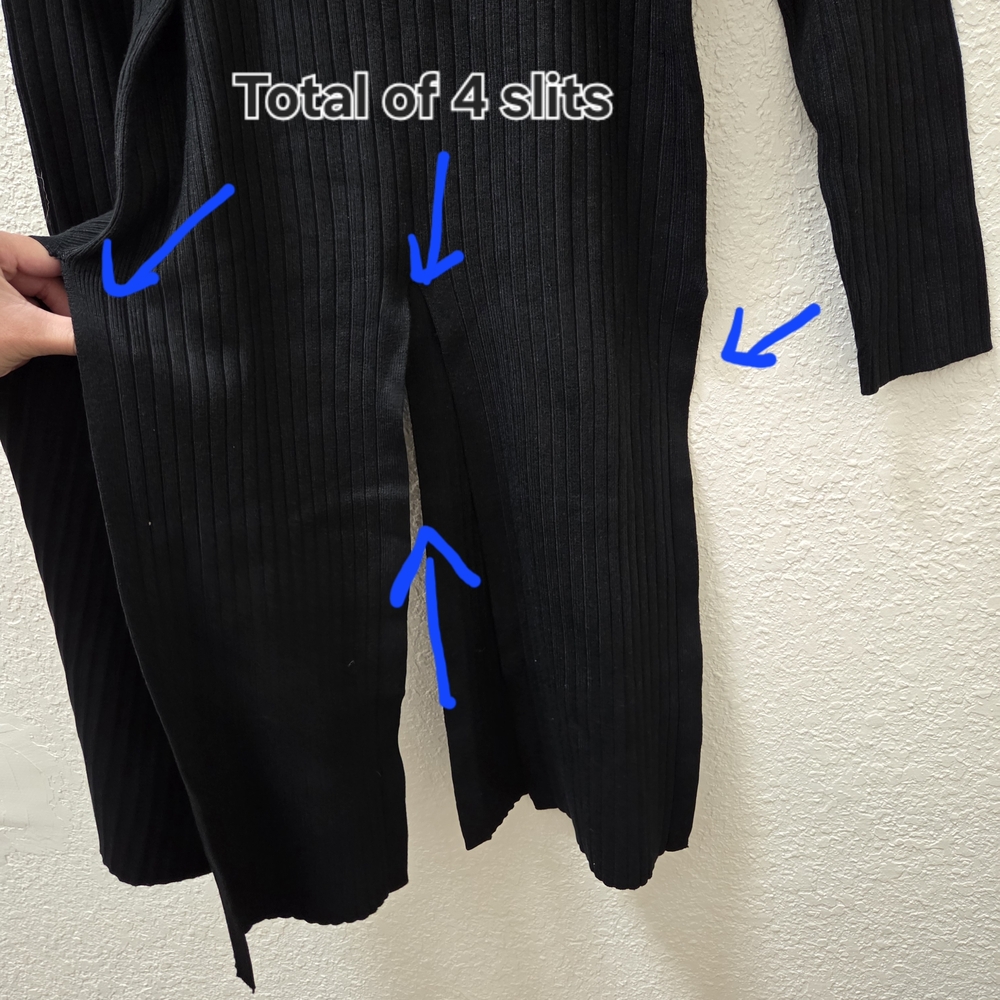 Long Sleeve Ribbed Top W/ Statement Slits - Picture 4 of 4